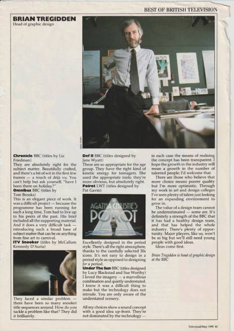 'Televisual' May 1990 - Brian Tregidden, Head of Graphic Design article